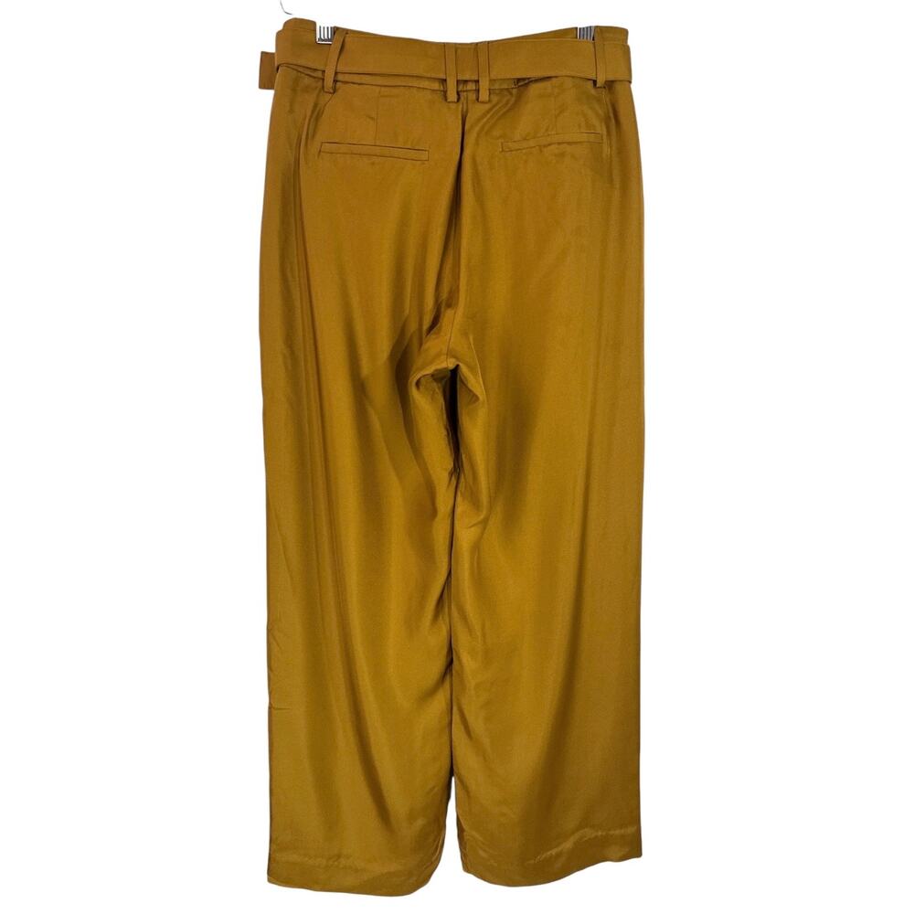 J.Crew Collection Silk Twill High Rise Belted Wide Leg Trouser Golden Brandy 2 - Picture 3 of 12